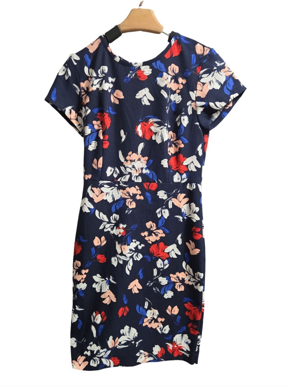 Banana Republic Navy Floral Sheath Mini Dress Floral Feminine Buisiness Cocktail - Picture 2 of 7